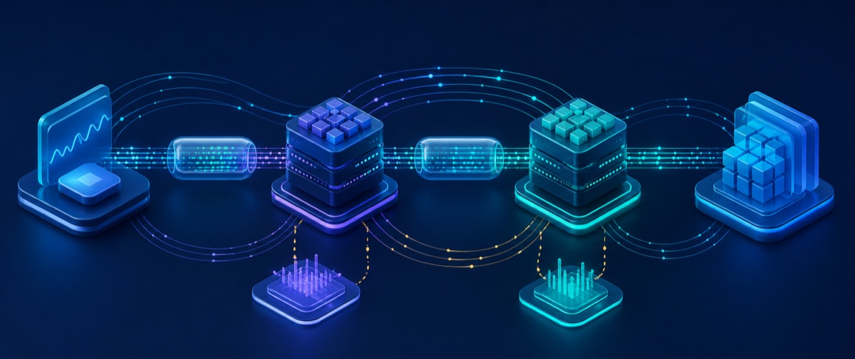 Encrypted requests moving through separate privacy proxy relay and gateway nodes with diagnostic telemetry