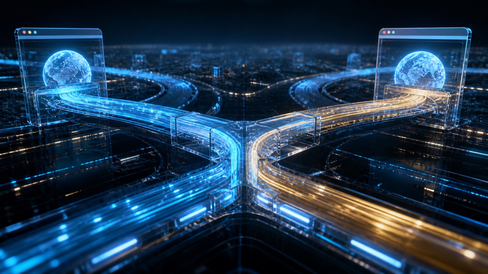 Mirrored Internet routes carrying an original and repeated browser request