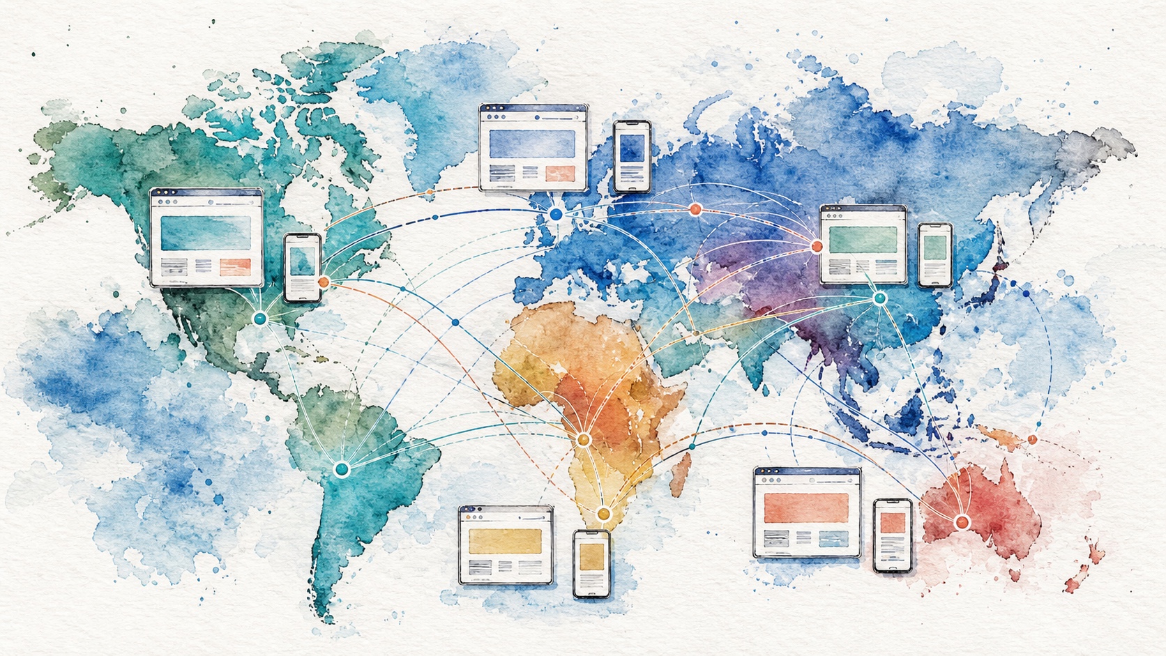 Global Internet routes connecting regional browser and mobile ad-verification tests
