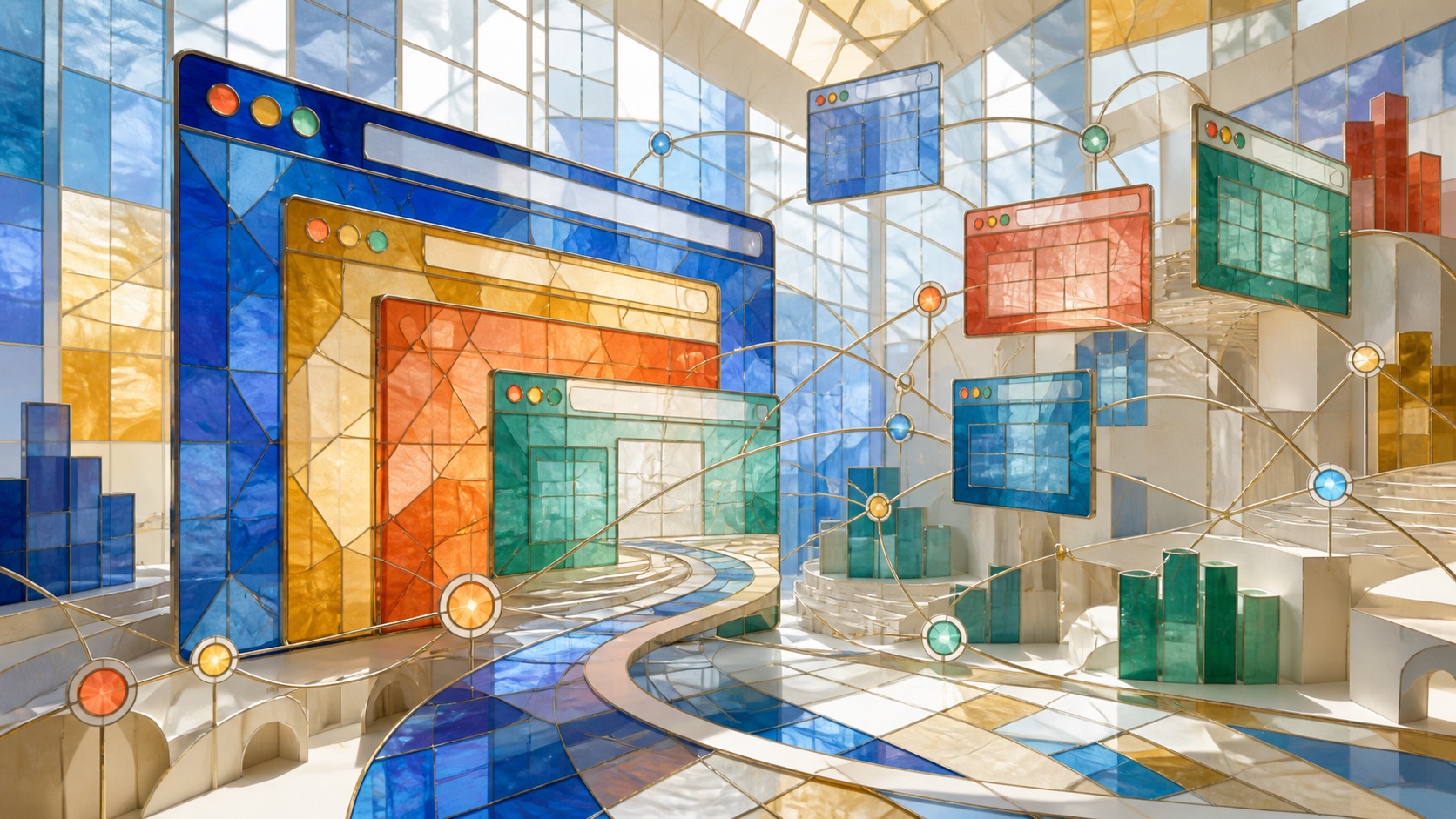 Stained-glass browser frames connected through a bright global Internet measurement network