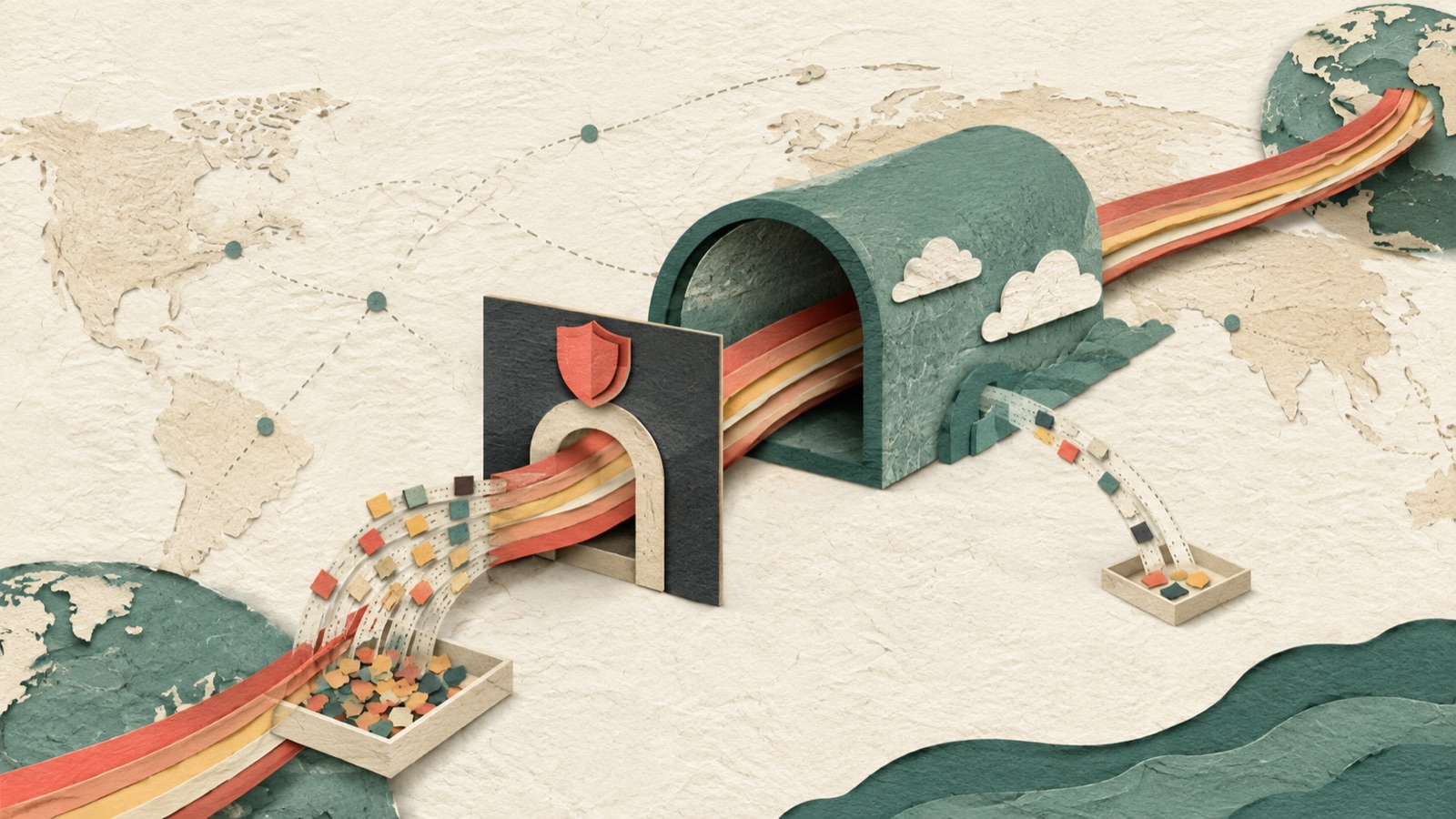 Paper-cut Internet tunnel separating proxy metadata from destination traffic