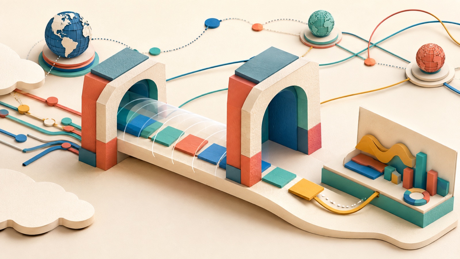 An abstract internet gateway carries packets through a proxy tunnel into an observability console
