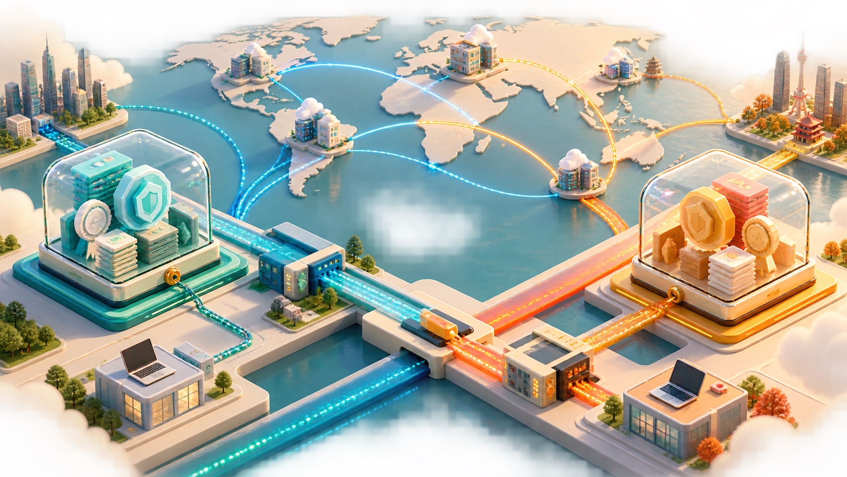 Two isolated internet trust vaults connected to separate proxy routes